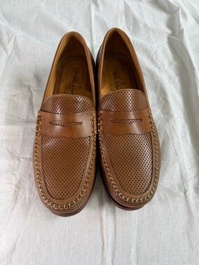 Martin Dingman Men's Tan Perforated Penny Loafers